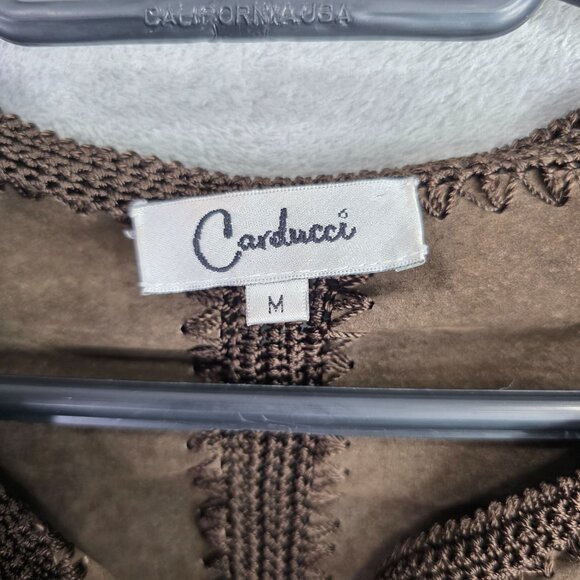 Womens Carducci Brown Suede & Rayon Patchwork Cardigan Jacket 1 Button Size M - Picture 2 of 8